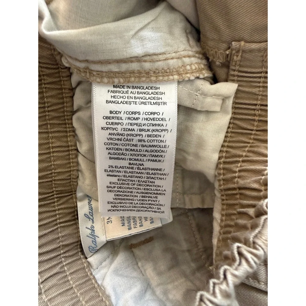 Ralph Lauren Baby Khaki Short Size 3 Months Tan Cotton Stretch Infant Resortwear